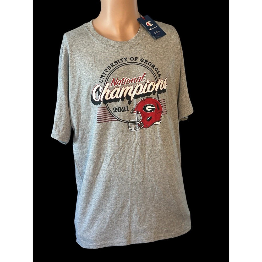 Georgia Bulldogs 2021 National Champions Men's Large T-Shirt Gray Champion NWT